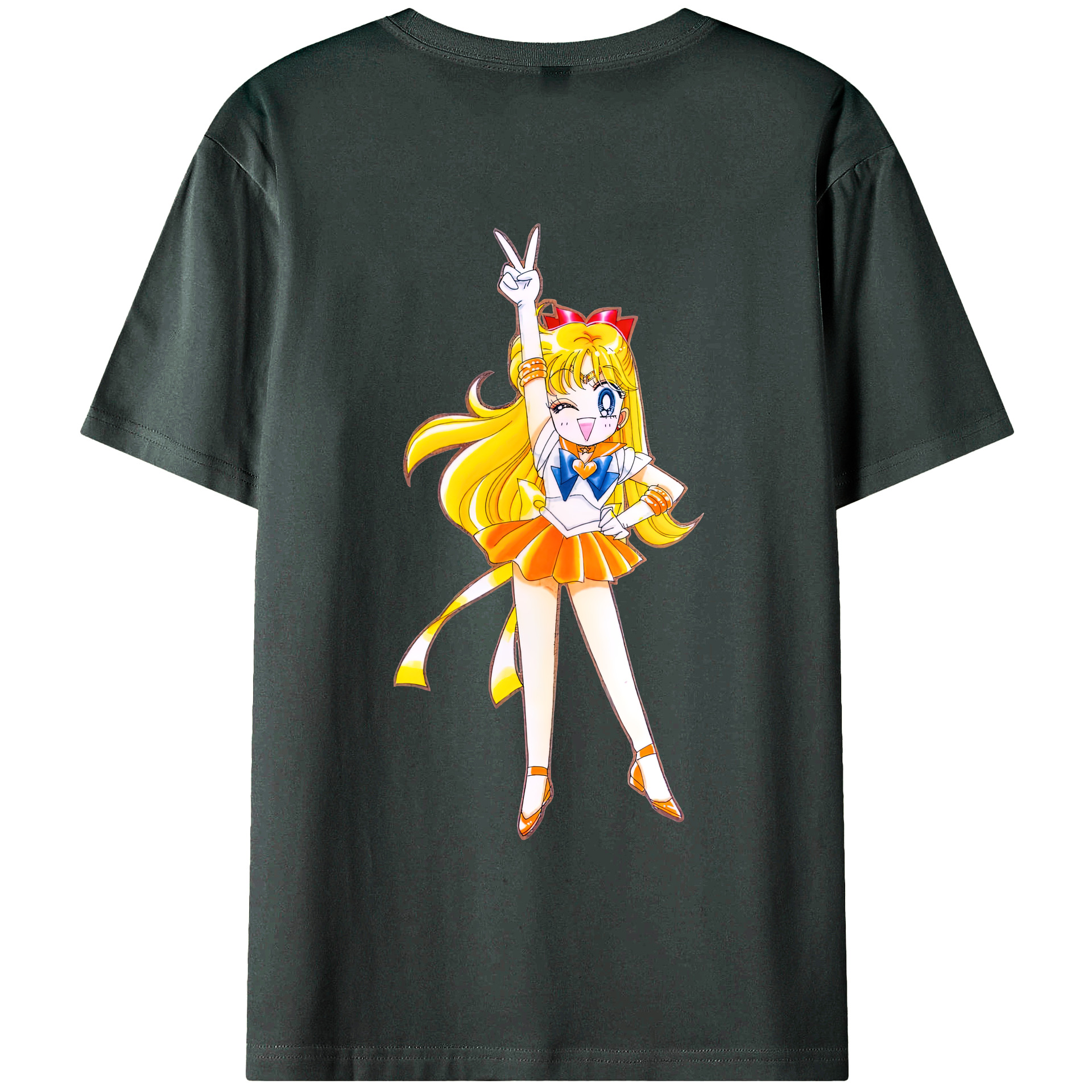 （画像用） 美少女戦士セーラームーン 愛野 美奈子 あいの みなこ Sailor Moon Aino Minako 綿100％ メンズ半袖Tシャツ（バックプリント） 通気性